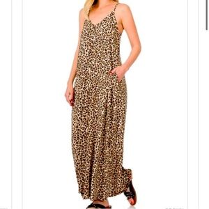 NWT ZENANA leopard soft maxi dress POCKETS
